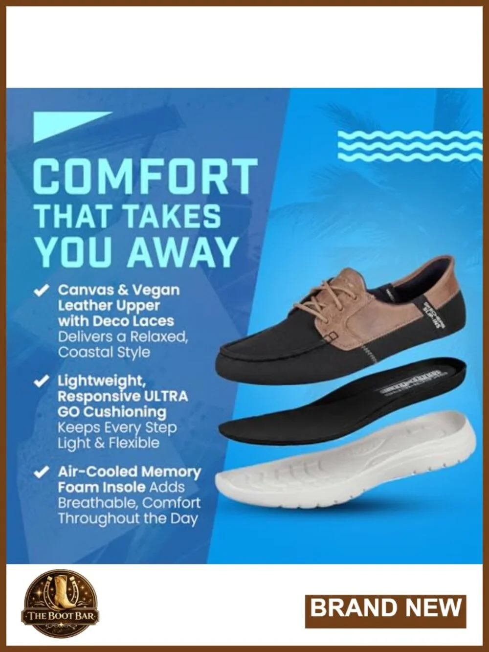 Slip-On Boat Shoes with Air-Cooled Memory Foam, Hands-Free Entry